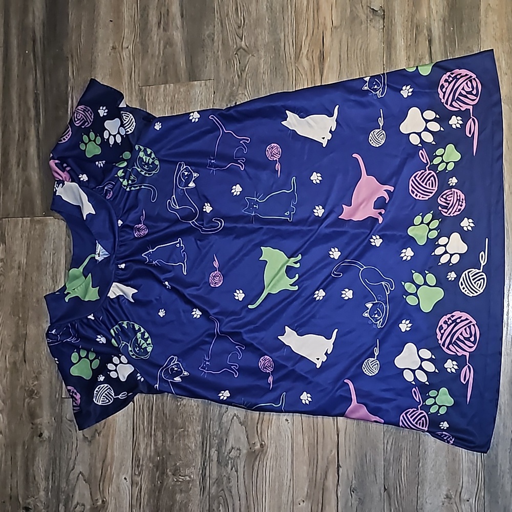 Anthony Richards vintage pajama dress nightgown cat print cats paws 🐾 😍
